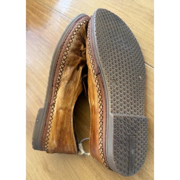 Spring Step Berna Size 39 8.5 Caramel Leather Tan Whip Stitch Slip On Loafer - Picture 5 of 7